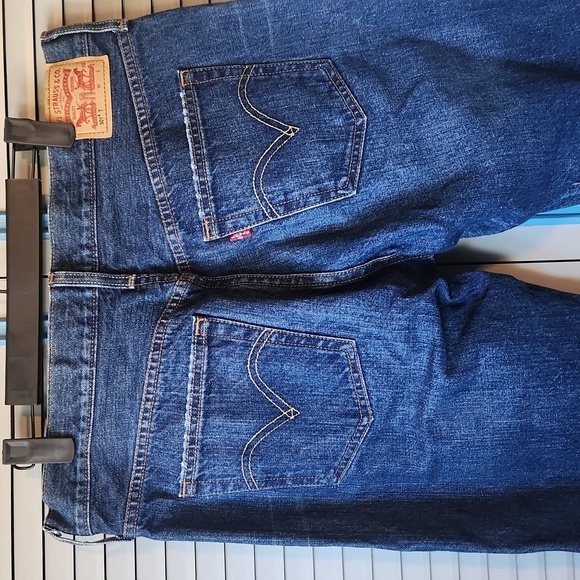 Levi's Dark Blue Distressed Jeans - Picture 10 of 16